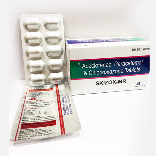 Skizox-MR Aceclofenac, Paracetamol And Chlorzoxazone Painkiller Tablets, 10x10 Pack