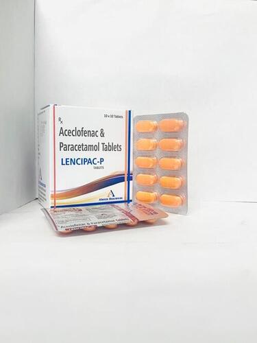 LENCIPAC-P Aceclofenac And Paracetamol NSAID Painkiller Tablets, 10x10 Blister Pack