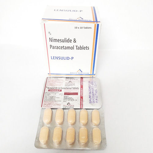 Normal Lensulid-P Nimesulide And Paracetamol Painkiller Tablets, 10X10 Blister Pack