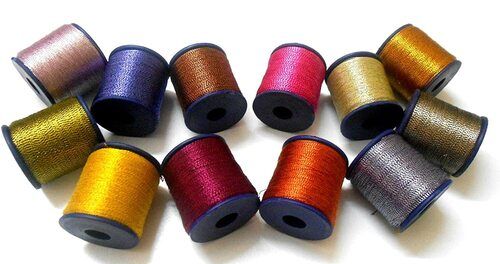 Silver Lightweight Strong Durable Long Lasting Multicolor Plain Zari Threads For Garments