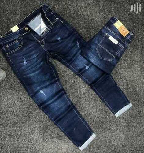 Silver Men Jeans For Casual Wear Occasion, Denim Fabric And Blue Color