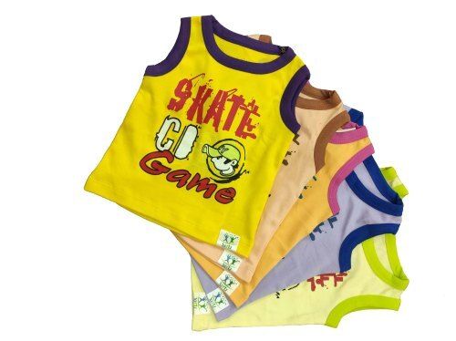  Kids Casual Wear Round Neck And Sleeveless Multicolor Printed T Shirts