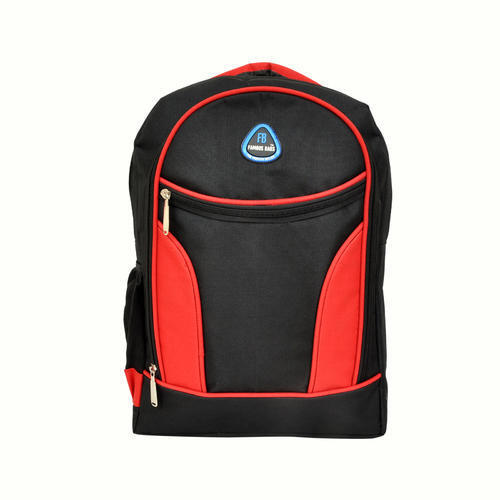 Comfortable Adjustable Shoulder Strap Polyester Plain Red And Black School Bag