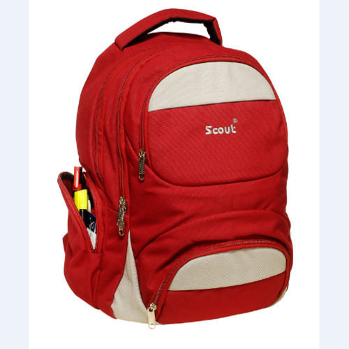 Security Comfortable Padded Shoulder Straps Water Proof Plain Red And White School Bag