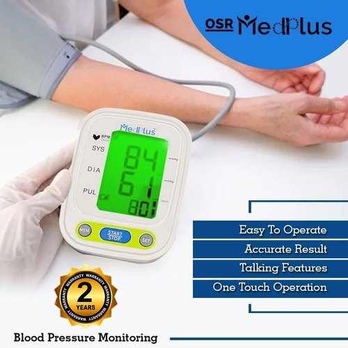Digital Blood Pressure Monitor - ABS Material Compact Design Digital Display | Accurate Reading Talking Features One-Touch Operation Easy to Operate