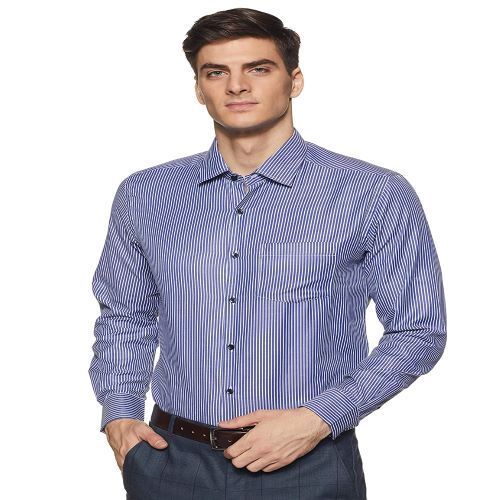 Full Sleeves Blue With White Sttripe Diverse Men's Regular Formal Shirt ...