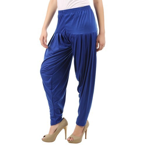 Lightweight Regular Fit Skin-Friendly Plain Readymade Ladies Patiala Salwar - Cotton, Size L, Blue | Features: Anti Wrinkle, Breathable, Quick Dry, Printed Pattern, Ideal for Casual Wear in All Seasons