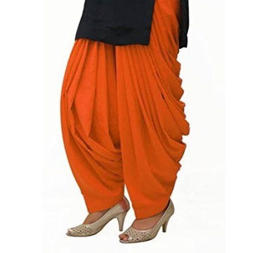 Lightweight Skin-friendly Plain Orange Readymade Ladies Patiala Salwar