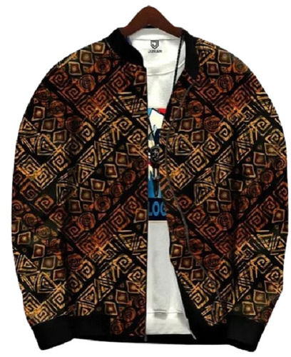 Mens Washable Printed Full Sleeves Casual Wear Woolen Jacket