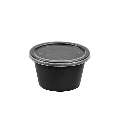 Black SpaceSaving Stackable Design Plastic Plain Round Container