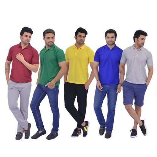 100 Percent Cotton Multi-Color Polo Neck Half Sleeve Mens T-Shirts