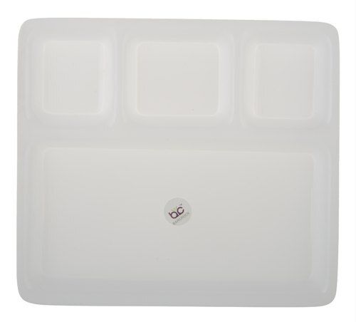 Acrylic 4 Compartment Plate Medium White Size: 10X18 Inch