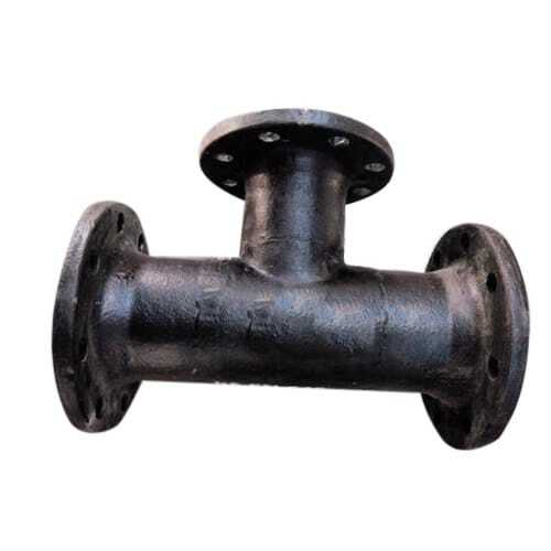 Black 300 X 80 Mm Polished Finished Industrial Grade Flanged Fitting Tee