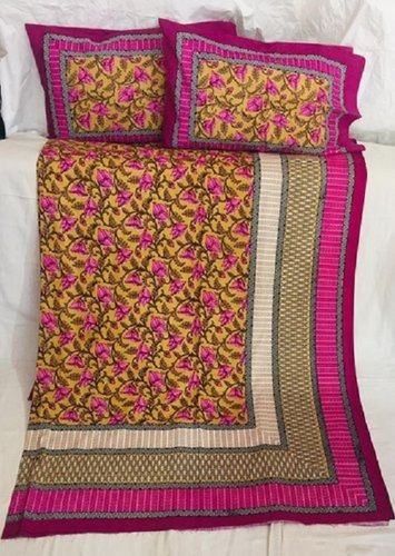 Multi Multicolor Printed Jaipuri Cotton Double Bed Sheets For Home, Hotels