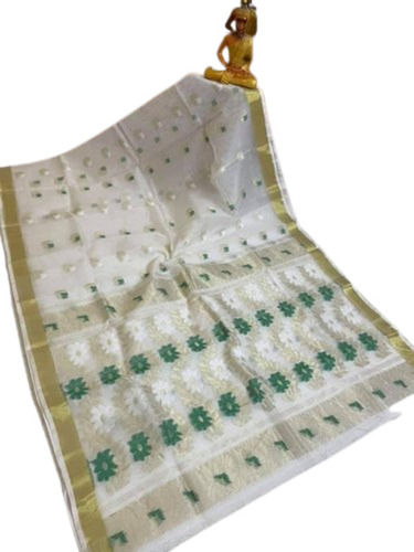 New Arrival Fashionable Festive Ware White Muslin Jamdani Handloom Saree Toxicity: No