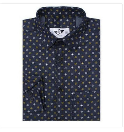 Gray Regular Fit Full Sleeves Classic Collar Casual Wear Men'S Printed Cotton Shirts 