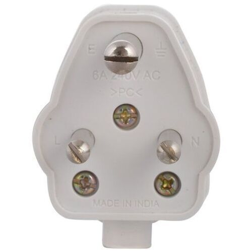 White Plastic 3 Pin Plug, For Home