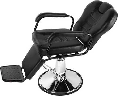 Black Color Round Moving Saloon Chair With Leather Materials, Modern Design