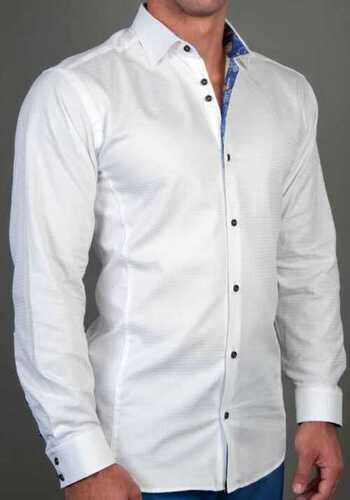 Formal Wear White Color Full Sleeve Men's Shirt With Cotton Silk Fabrics