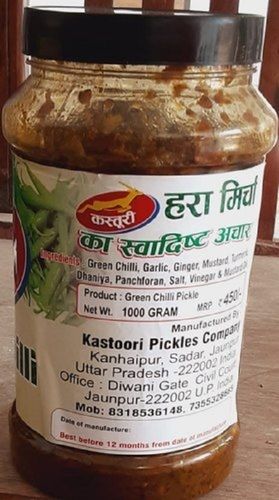 Spicy Kastoori Green Chilli Pickle., Packaging Type: Jar, Packaging Size: 1 kg