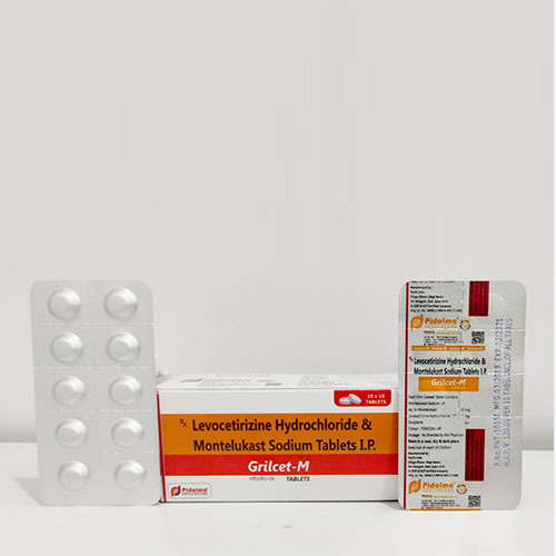 GRILCET-M Levocetirizine HCL And Montelukast Sodium Antihistamine Tablet, 10x10 Pack