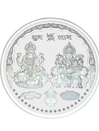 Indian Round Full White Metal Silver Plated Laxmi Ganesh Coin, Size: 10/20/50 Grm Weight