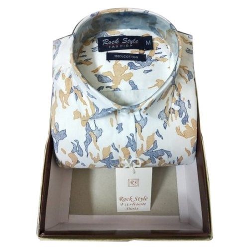 Shrink Resistance Mens Printed Cotton Shirts