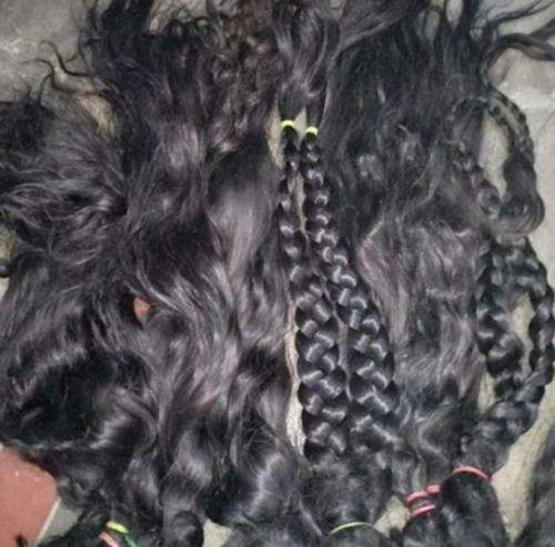 No Shedding And Tangle Unprocessed Natural Black Raw Temple Human Hair