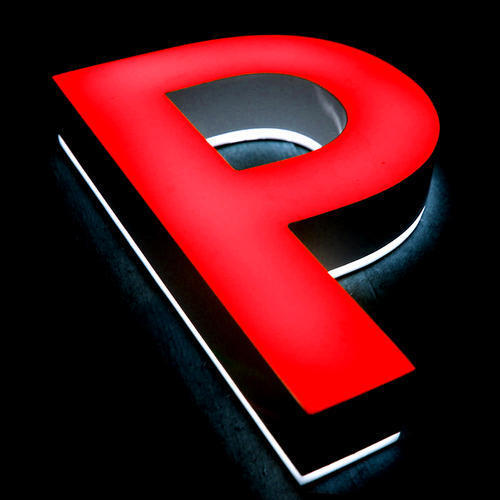 Outdoor  Acrylic LED P Letter Sign Light  Red Colors 