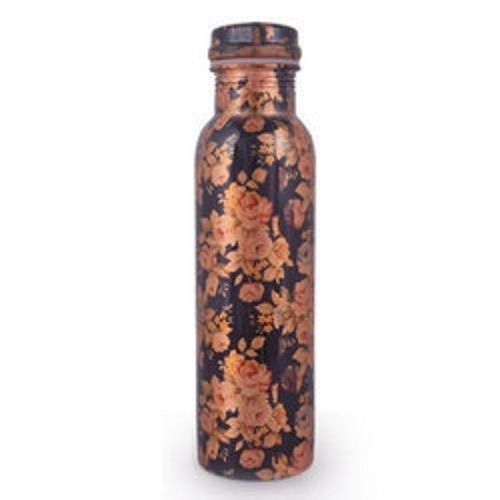 Screw Cap Round Printed Copper Water Bottle Capacity: 1 Liter/Day