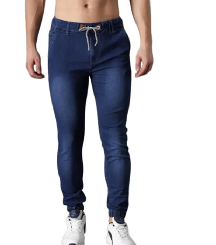 पुरुषों के लिए ऑटोमैटिक वॉशेबल और हवा पार होने योग्य स्लिम फिट प्लेन कैज़ुअल वियर डेनिम जॉगर्स