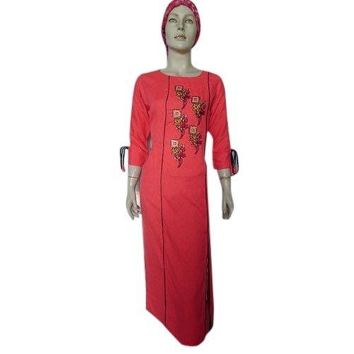 Pink  Rayon Fabric Long Kurti For Ladies