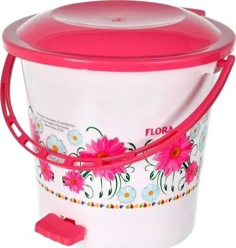 5 Liters Foot Operated Floral Printed Plastic Pedal Dustbin With 300 Grams Weight