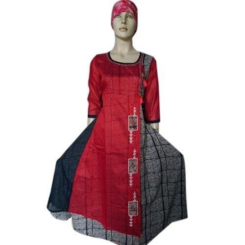 Red Color Anarkali Silk Kurti For Ladies