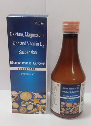 Bonamox ग्रो कैल्शियम, मैग्नीशियम, ज़िंक और विटामिन D3 सस्पेंशन, 200 Ml