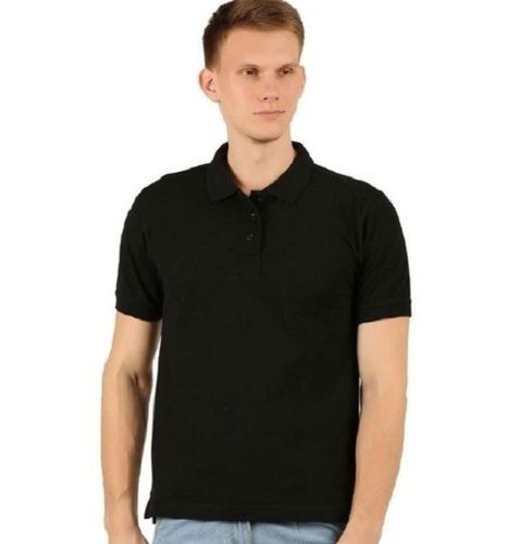 Mens Collar Neck Half Sleeve Plain Cotton T Shirt