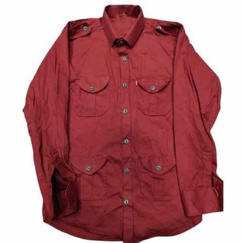 Mens Plain Maroon Cotton Shirt Collar Style: Classic