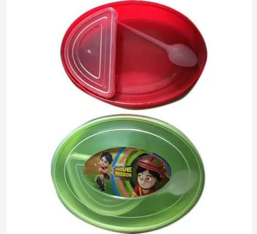 Red And Green 2 Pieces 500 Ml Storage 2 Mm Thick Designer Pvc Plastic Lunch Box 