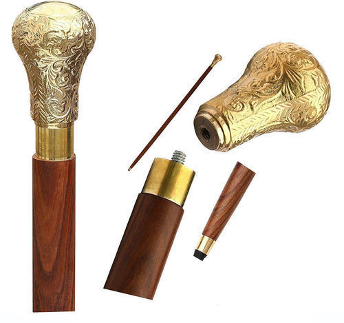 Eco-Friendly And Good Quality Wooden Walking Sticks With Brass Handle