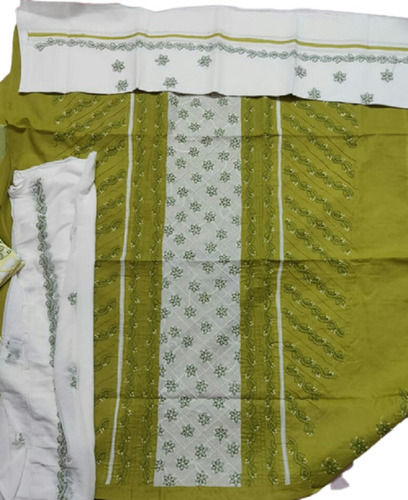 Green,White Color Cotton Fabric Suite For Ladies