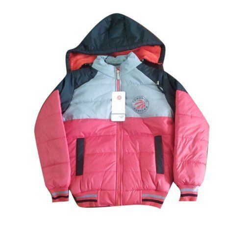 Pink High Quality Pure Polyester Unisex Casual Puffer Kids Hoodie Jackets