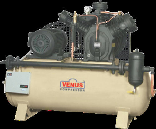 Yellow Low Pressure Reciprocating Tank Mounted Double Stage Venus Air Compressor