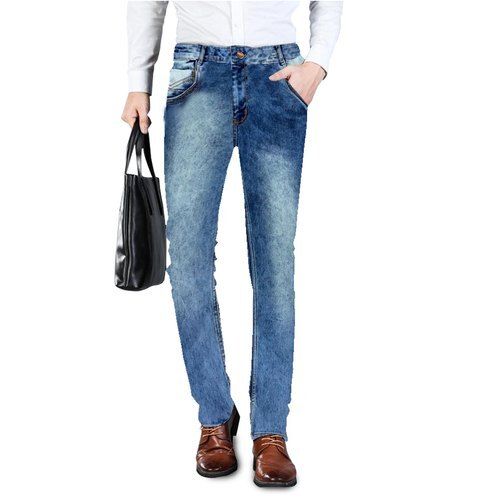 Mens Regular Wear Straight Plain Dyed Denim Jeans 