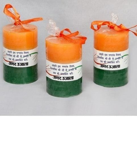 Shree Multi Color Three Designer Indian Flag Candle