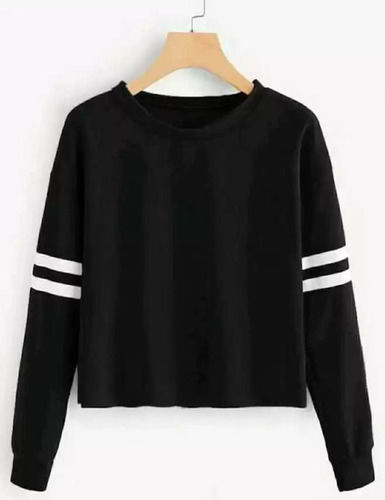 Automatic Women Plain Soft Cotton Long Sleeve Round Neck Casual Wear Sweatshirt