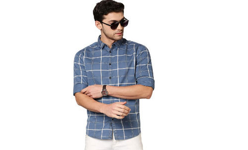 Comfortable Slim Fit and Full Sleeves Party Wear Checked Soft Cotton Shirt