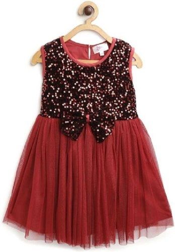 Elegant Designer Sleeveless Red Bella Moda Printed Girls Frocks Age Group: 1-4 Yrs