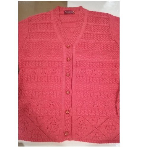 Ladies Designer V Neck Plain Woolen Cardigan, Machine Wash