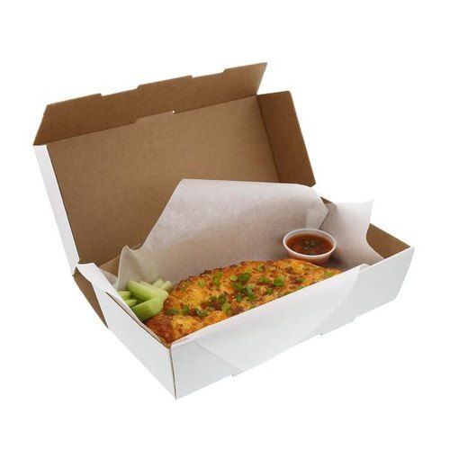 Quick Dry Rectangular 3 Ply White Corrugated Fast Food Packaging Box