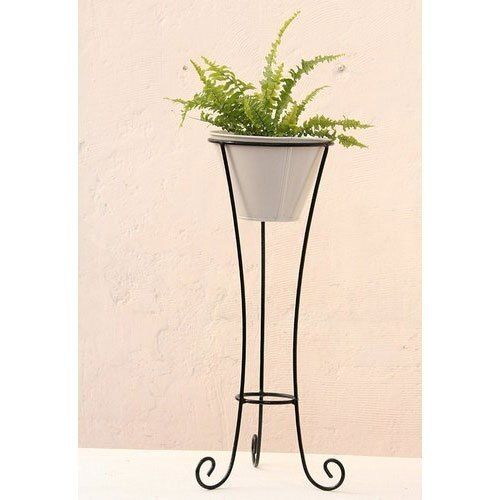 Corrosion And Rust Resistant Powder Coated Black Metal Planter Stand